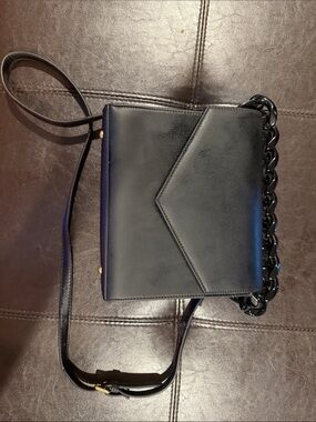 Black Crossbody Bag with Chain Accent